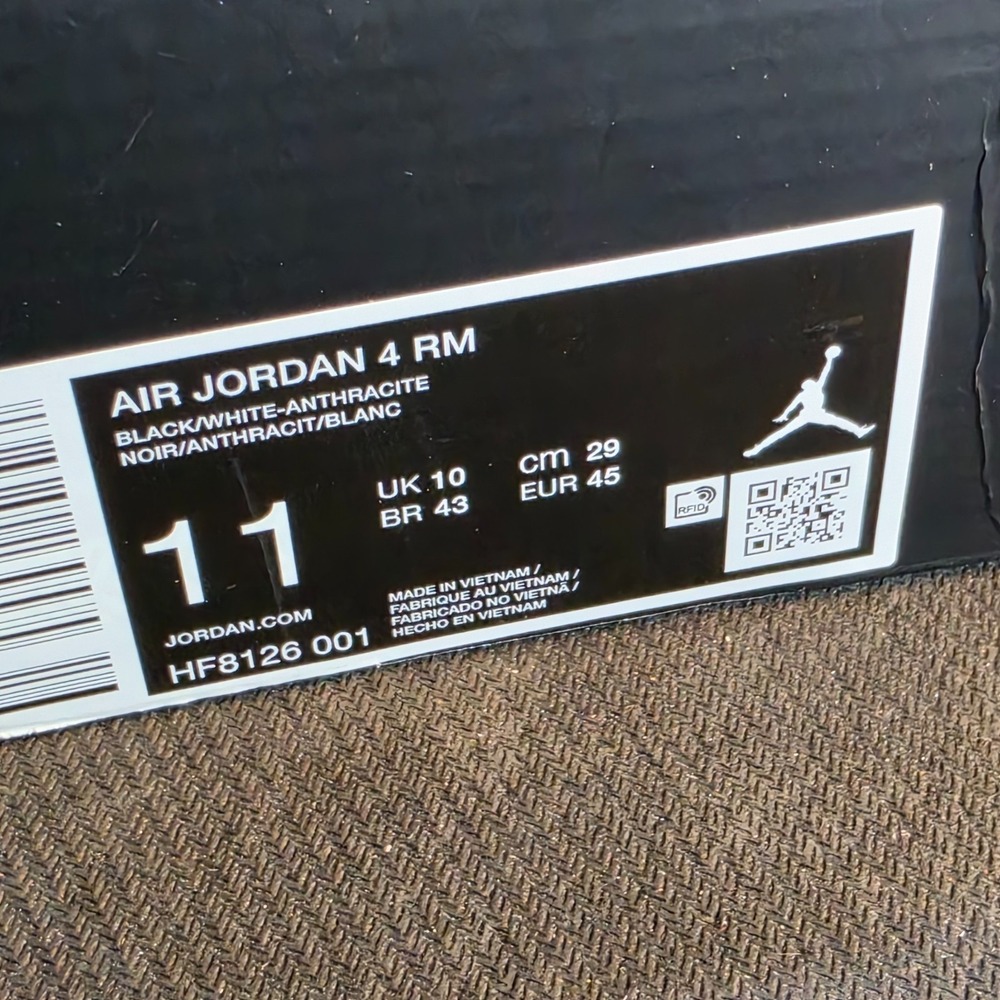 New Air Jordan 4 RM Black Starfish Mens 11 HF8126-001 Anthracite Orange Laces - Picture 11 of 12